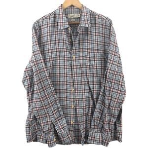 Grayers Clothiers Linen Plaid Button Down Shirt Mens L Blue Pink Long Sleeve